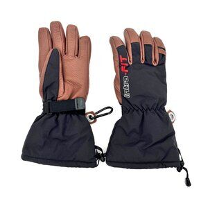 Intra-FIT Deerskin Ski Snowboard Biker Gloves Medium Black & Brown Waterproof